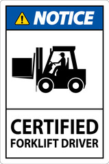 Hard Hat Labels, Notice Certified Forklift Driver