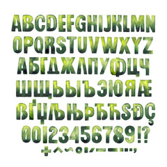 Green watercolor font in simple gradient style. - 730038205