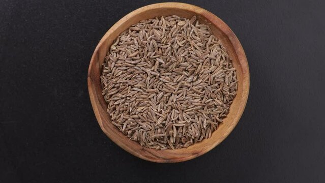cumin seeds in wooden bowl spice food 