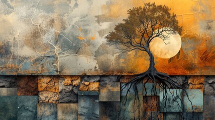 Roots and Rhythms: Earth's Abstract Patterns Collage

