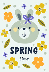 Obraz na płótnie Canvas Spring Time Rabbit Poster