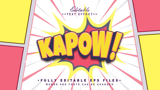 editable 3d cartoon kapow  text effect.typhography logo