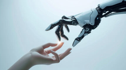 human hand reaching towards a robotic hand