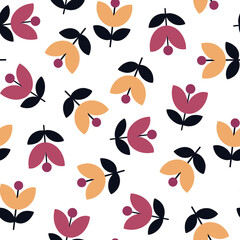 Vibrant flowers. Floral seamless pattern. Botanicals. Summer background. Ethnic blossoms