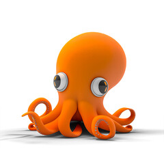 Cute Octopus 3D Model in PNG