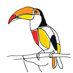 Elegant line drawing of summer toucan bird. Illustration for invites and cards