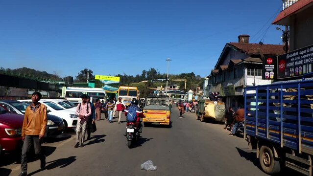 Traffic time lapse in ooty city view from inside the vehicle.