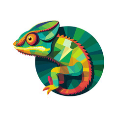 Flat vector illustration of a chameleon logo cartoon style