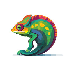 Flat vector illustration of a chameleon logo cartoon style