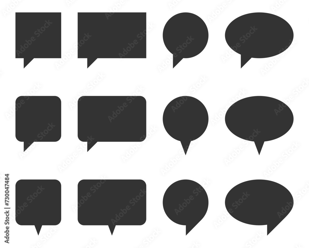 Poster set talk bubbles speech vector. blank empty bubble icon design elements. chat on line symbol templat