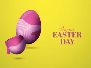 Glossy Whole and Broken Egg Illustration for Happy Easter Celebration Concept.
