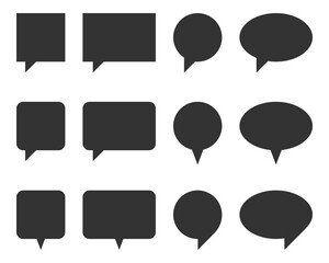 Set talk bubbles speech vector. Blank empty bubble icon design elements. Chat on line symbol template. Collection dialogue balloon stickers silhouette. 