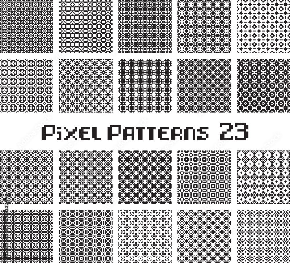 Poster abstract seamless pattern in pixel style. set geometric design background.
