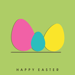 Happy Easter Celebration Concept with Paper Cut Colorful Eggs on Green Background..