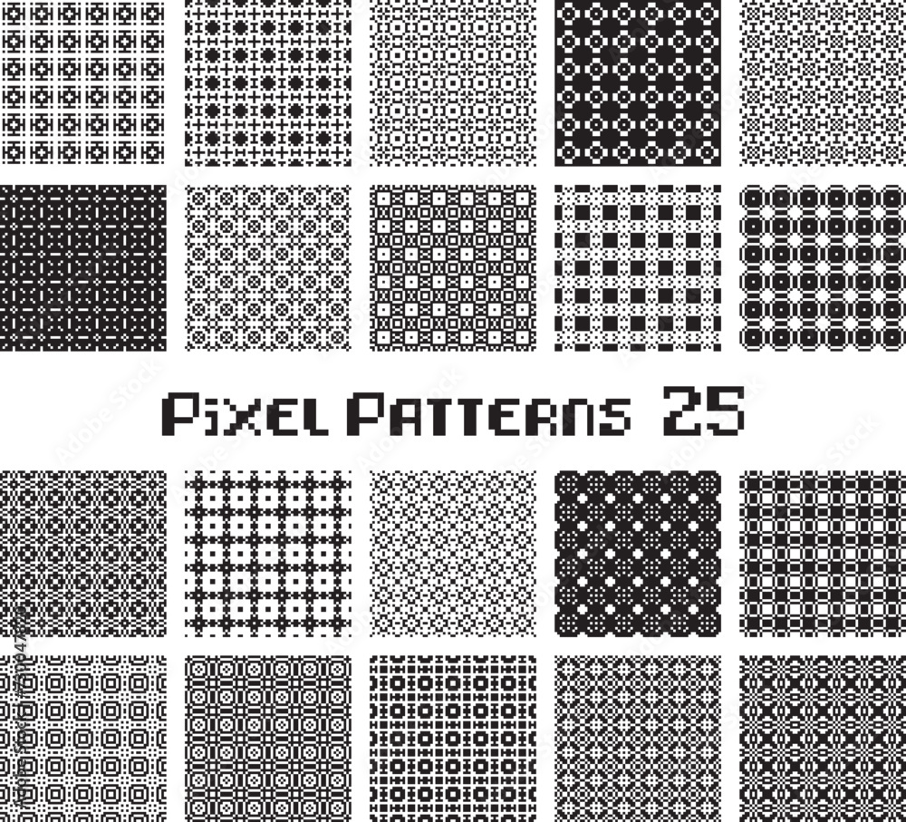 Poster abstract seamless pattern in pixel style. set geometric design background.