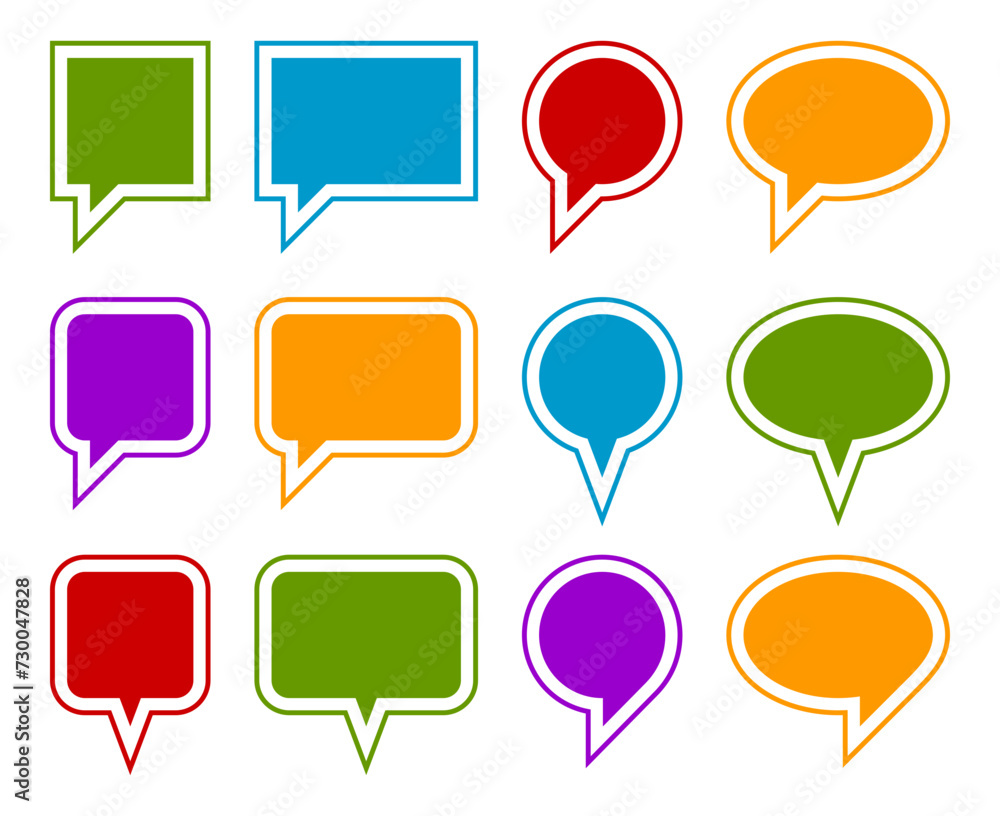 Poster set talk bubbles speech vector. blank empty bubble icon design elements. chat on line symbol templat