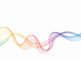 Transparent wavy lines in rainbow colors, abstract color wave design.