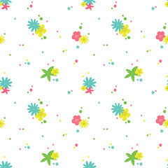 PrintSpring floral background. Abstract seamless pattern with wild flowers. Summer background. Vector illustration