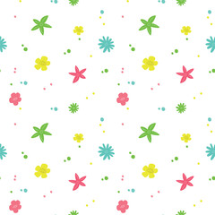 Spring floral background. Abstract seamless pattern with wild flowers. Summer background. Vector illustration.