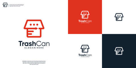 Trashcan icon logo design inspiration
