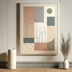 Geometric Abstract Artwork in a Modern Interior
