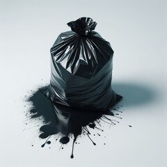 black garbage bag  trash bag on white
