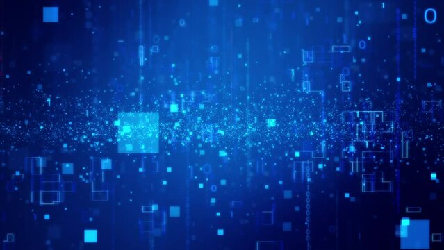 Cyberspace futuristic technology digital network binary matrix digital particles grid dot line background. Abstract motion particle science business corporate concept.