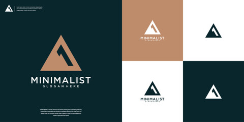 Minimalist mountain logo design template - obrazy, fototapety, plakaty