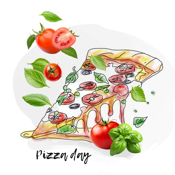 National pizza day, 9 February, illustration