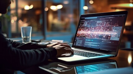 Creative designer using laptop and graphic drawing pen for digital artwork