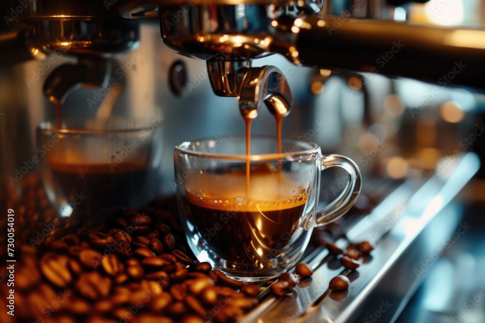Poster A simple and straightforward image of coffee being poured into a cup. This versatile picture can be used in various contexts