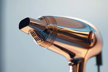 A hair dryer placed on a table. Suitable for beauty salons, home hairstyling, and professional haircare