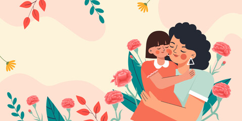 Mother and daughter vector illustration