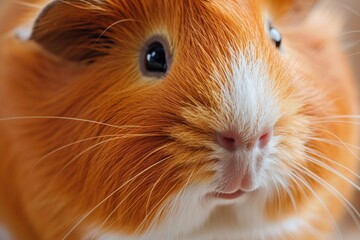 A close up of a small orange and white guinea pig. Perfect for pet lovers and animal-themed projects