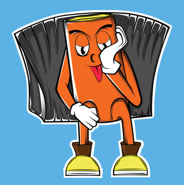 create a cute cartoon of a doll sitting stylishly