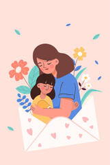 Mother and daughter vector illustration