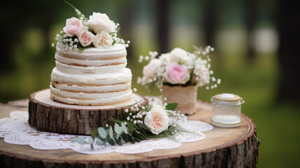 Obraz na płótnie Canvas Rustic wedding cake