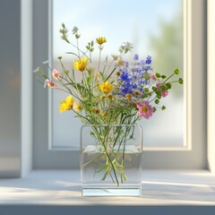 flowers in a glass vase.