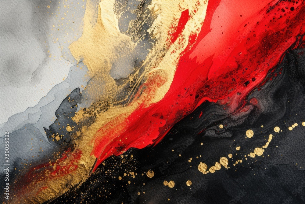 Poster Close-up view of a painting featuring gold paint. Ideal for adding a touch of elegance and luxury to any design project