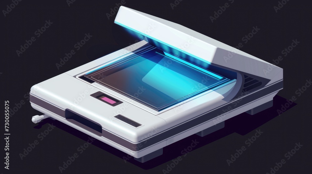 Aufkleber a computer with a blue light on top. perfect for technology and innovation concepts