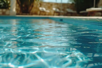 Clear water fills a close-up view of a swimming pool. Perfect for summer-themed designs and advertisements