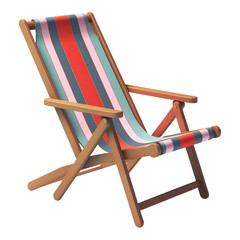 3D Rendering of a Beach Wooden Chair on Transparent Background - Ai Generated