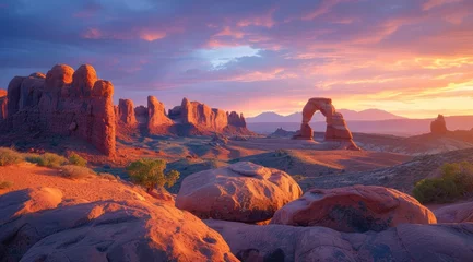 Foto op Aluminium Sunrise at arches national park with mood lighting © Denis