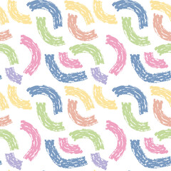 Fashion abstract contemporary seamless pattern with dry brush crayon charcoal lines. Graphic squiggle vector. Modern trendy Vector. Grunge, texture pattern for textile prints