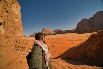 Fototapeta na wymiar looking at the amazing wadi rum desert
