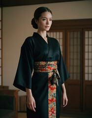 black kimono dress