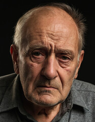Obraz premium very tired old man, black background settings