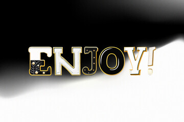 Enjoy. Word written with a whimsical font consist of a letter in a various fusion style isolated - 730060483