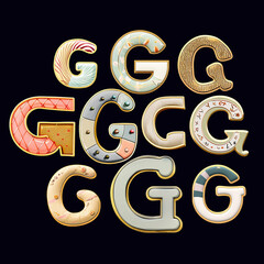 Whimsical collection of a various G letter in a fusion style. - 730060825
