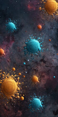 Fototapeta na wymiar space banner. universe, starry sky, blots, planets, bright colors, background